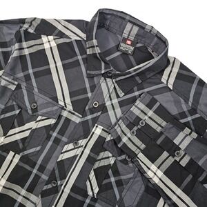 Southpole Collection Mens XL Plaid Long Sleeve Button Up Shirt Gray Black Casual